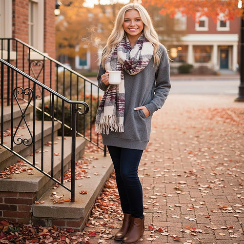 Long V-Neck Sweatshirt