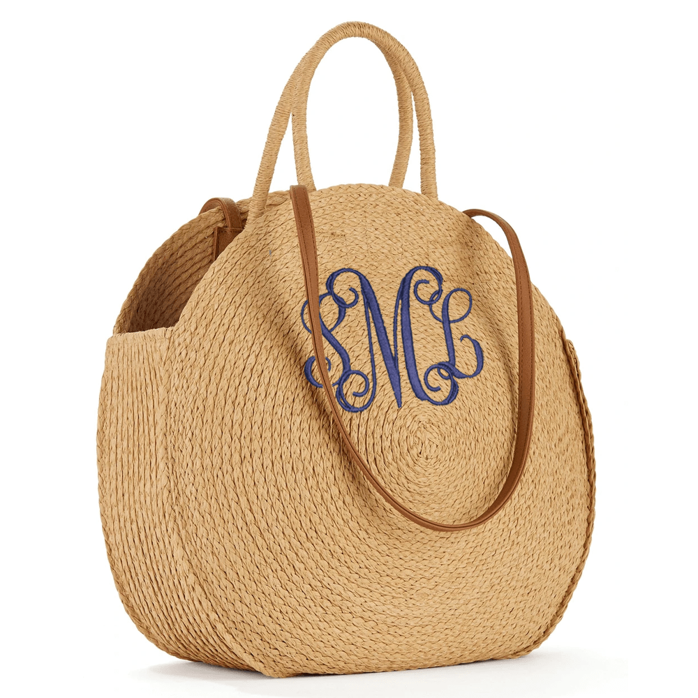 Tan Straw Circle Tote