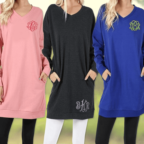 Long V-Neck Sweatshirt