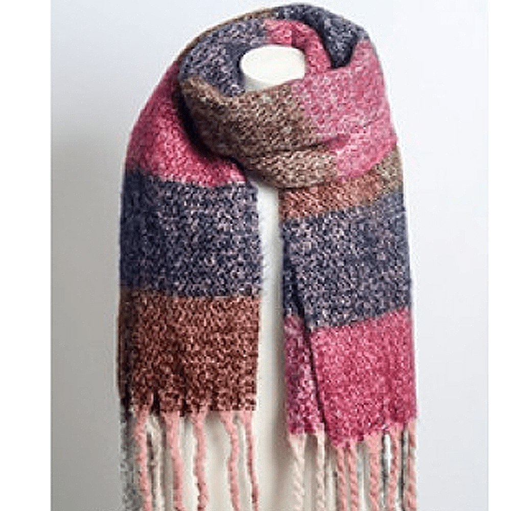 Color Block Tassel Scarf