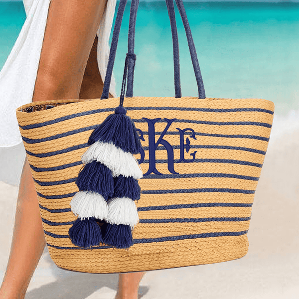 Monogrammed Beach Bag with Rope Handles