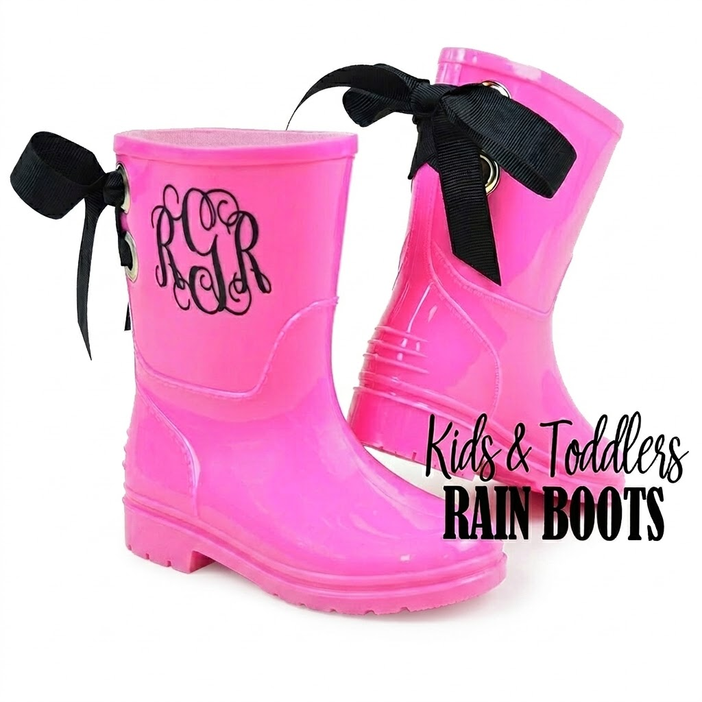 Children's Rubber Rain Boots w/Ribbon