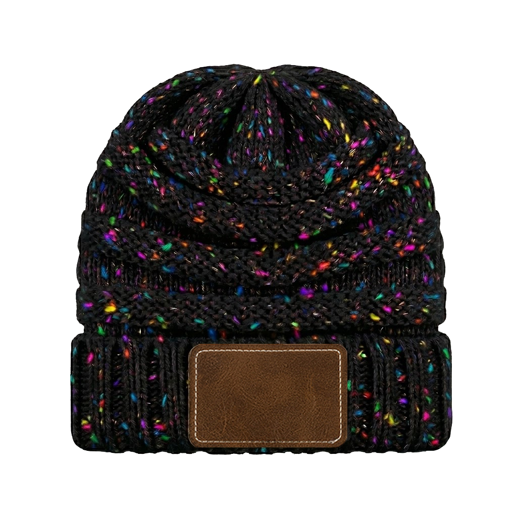 Messy Bun Confetti Ponytail Beanie Hat