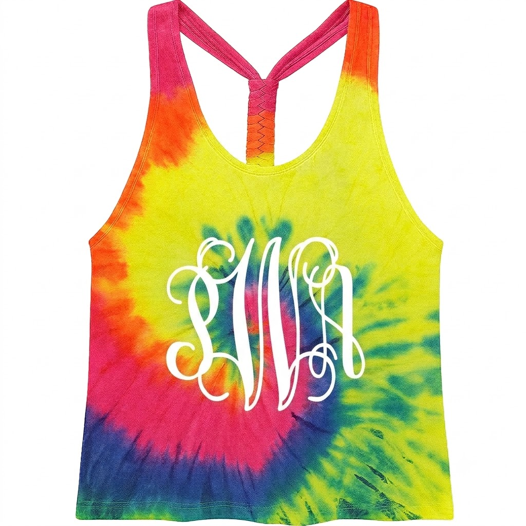 Tie Dye Braided Racerback Tank Top