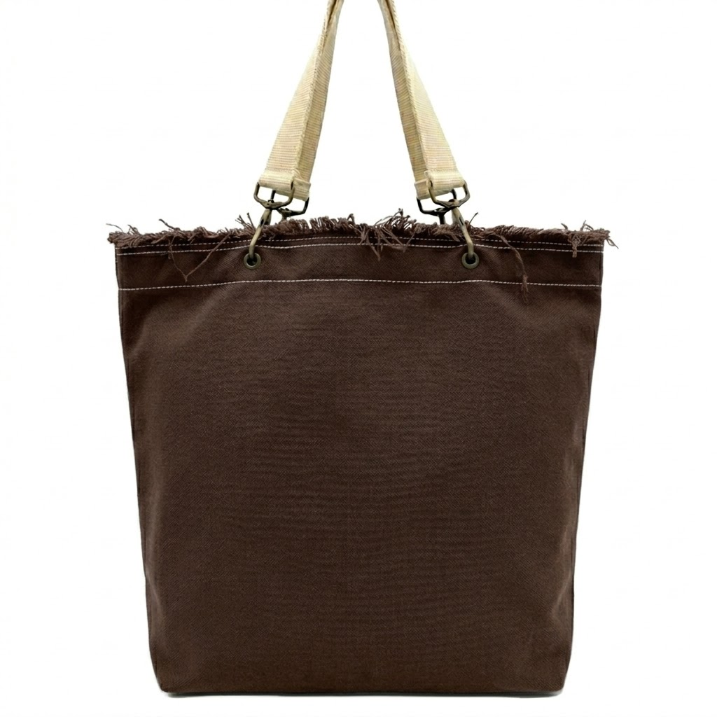 Raw-Edge Canvas Tote Bag