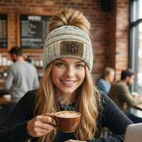Messy Bun Confetti Ponytail Beanie Hat