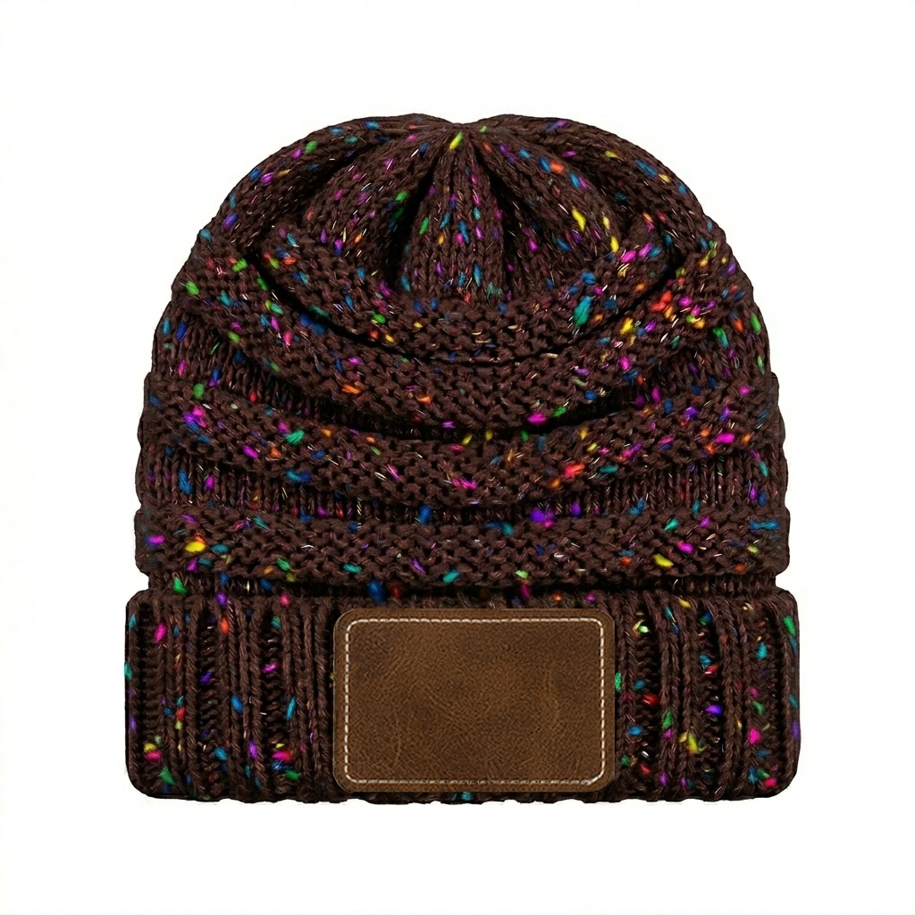 Messy Bun Confetti Ponytail Beanie Hat