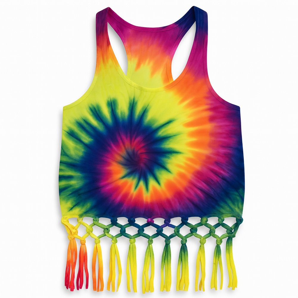 Tie Dye Fringe Tank Top