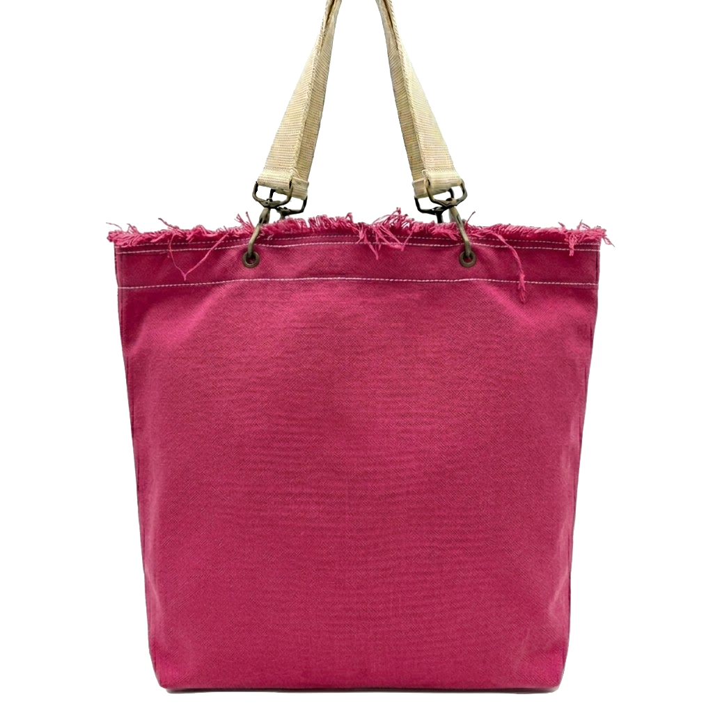 Raw-Edge Canvas Tote Bag