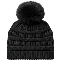 Knit Beanie Hat w/Pom Pom Ball