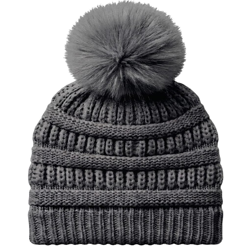 Knit Beanie Hat w/Pom Pom Ball