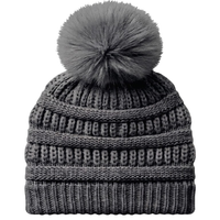 Knit Beanie Hat w/Pom Pom Ball