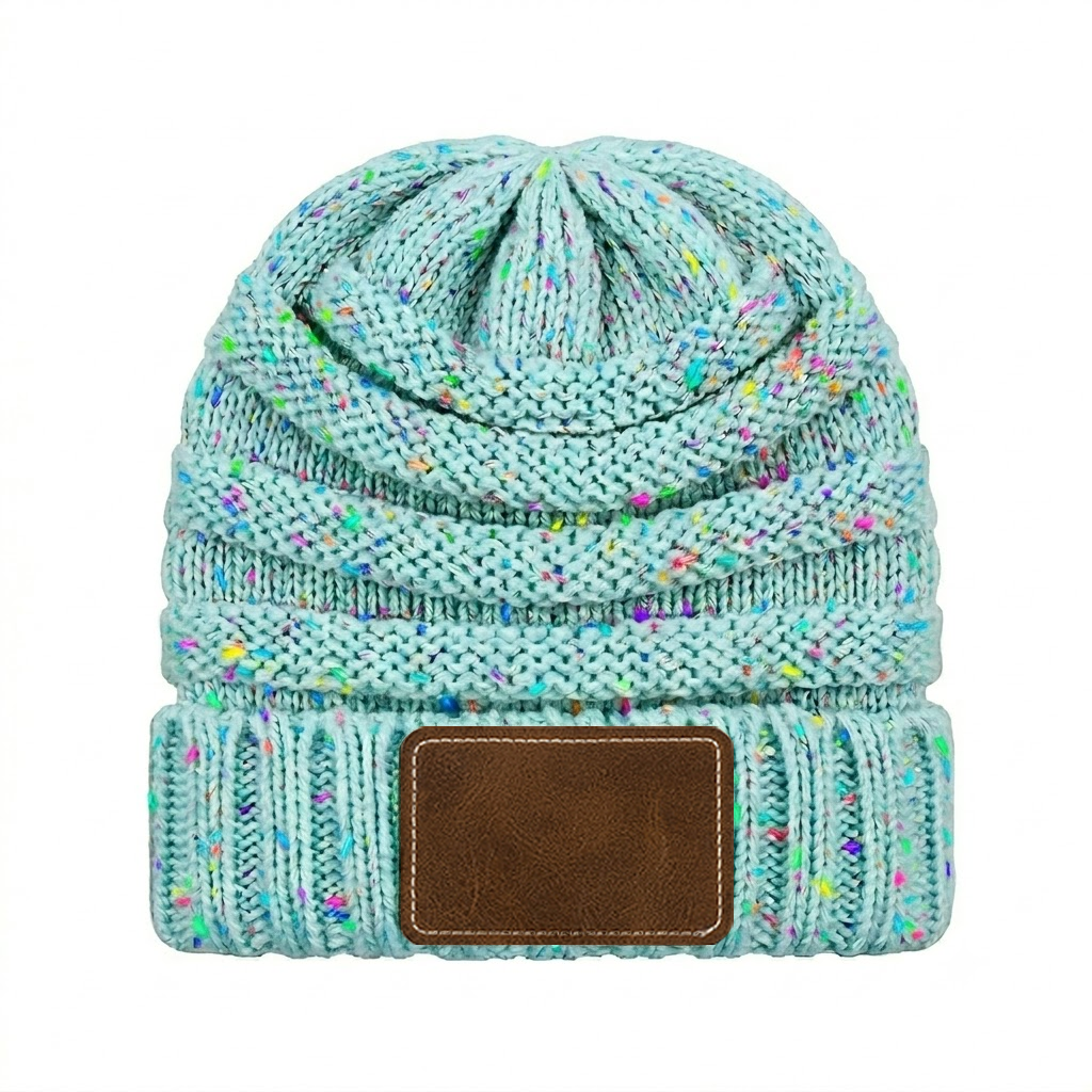 Messy Bun Confetti Ponytail Beanie Hat