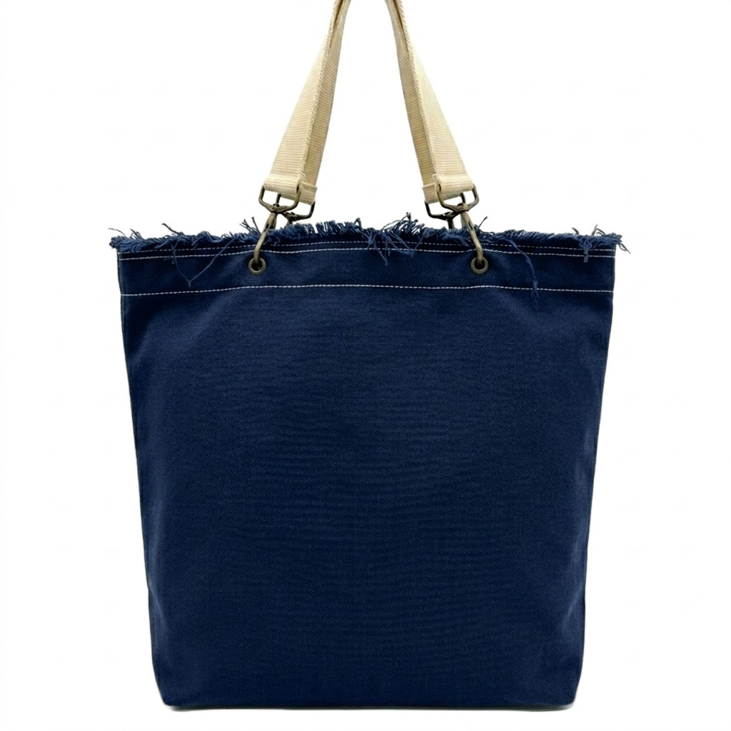 Raw-Edge Canvas Tote Bag