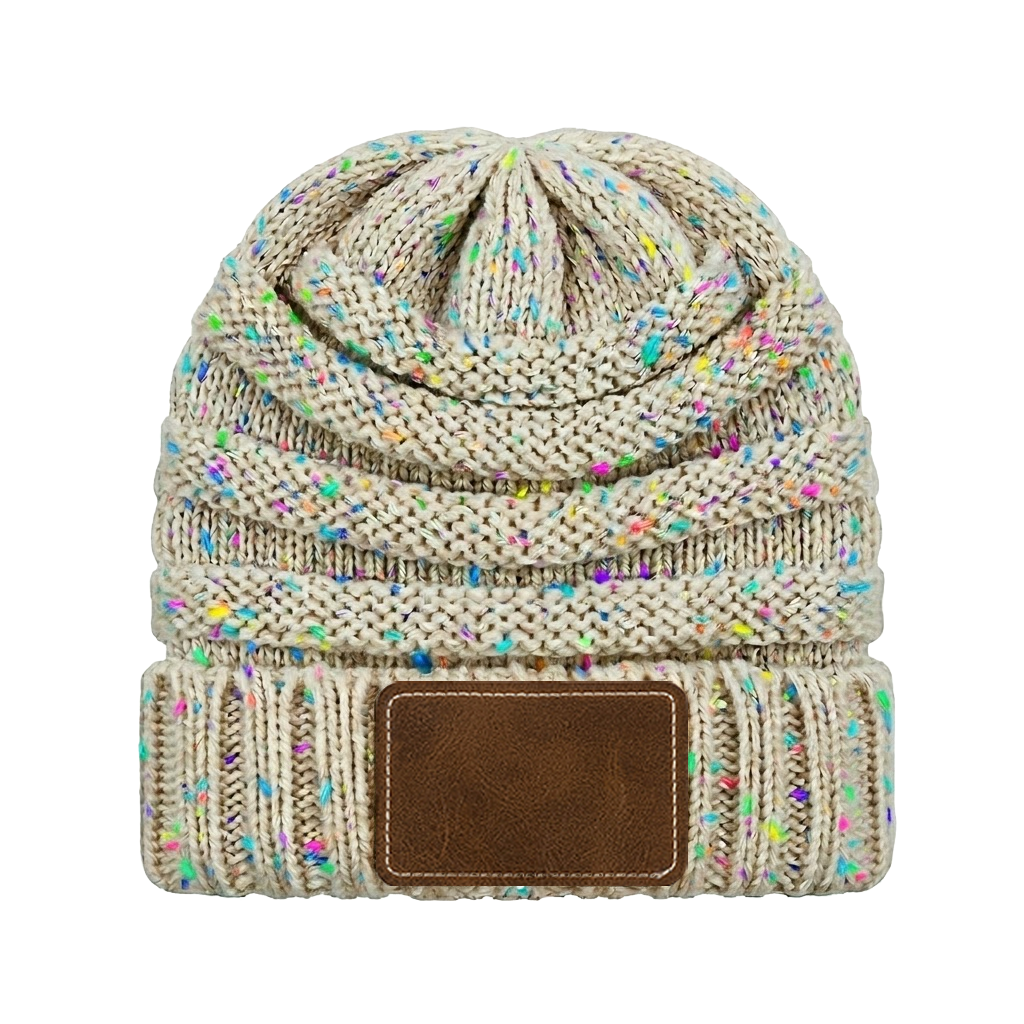 Messy Bun Confetti Ponytail Beanie Hat