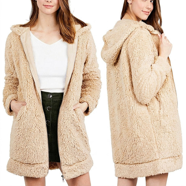 Hooded Sherpa Like Jacket