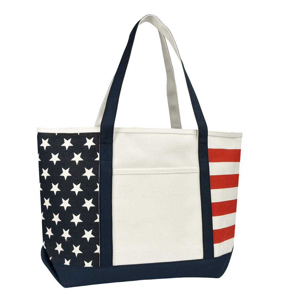 USA Flag Canvas Boater Tote