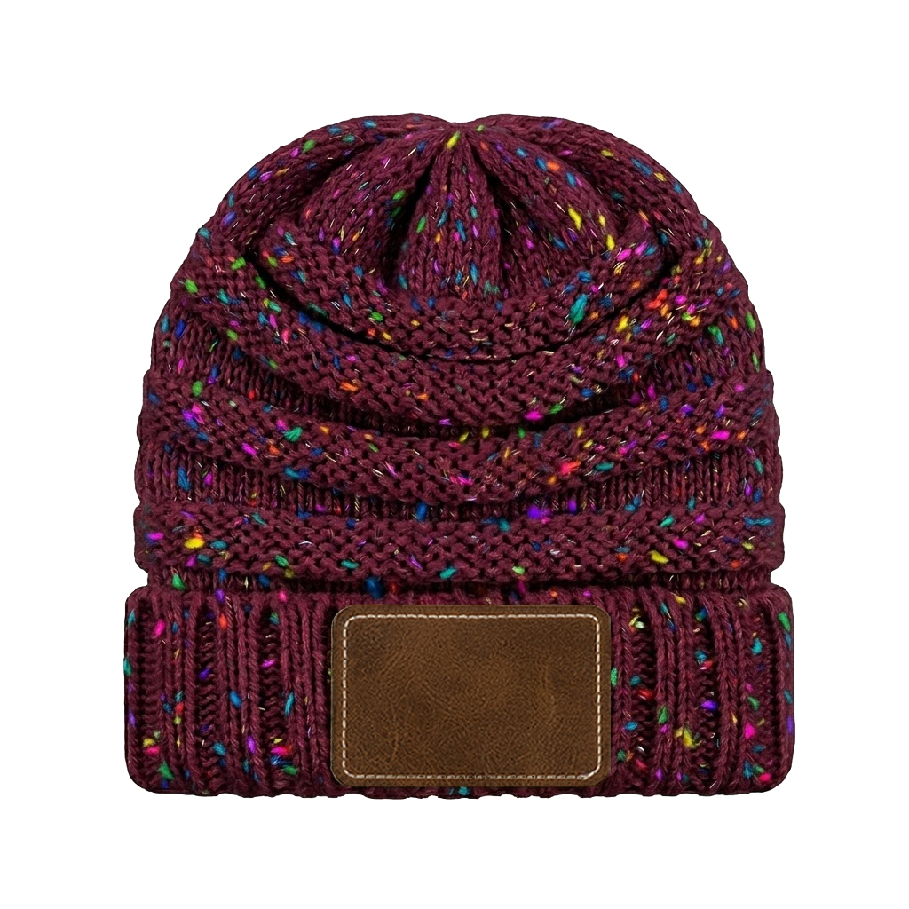 Messy Bun Confetti Ponytail Beanie Hat