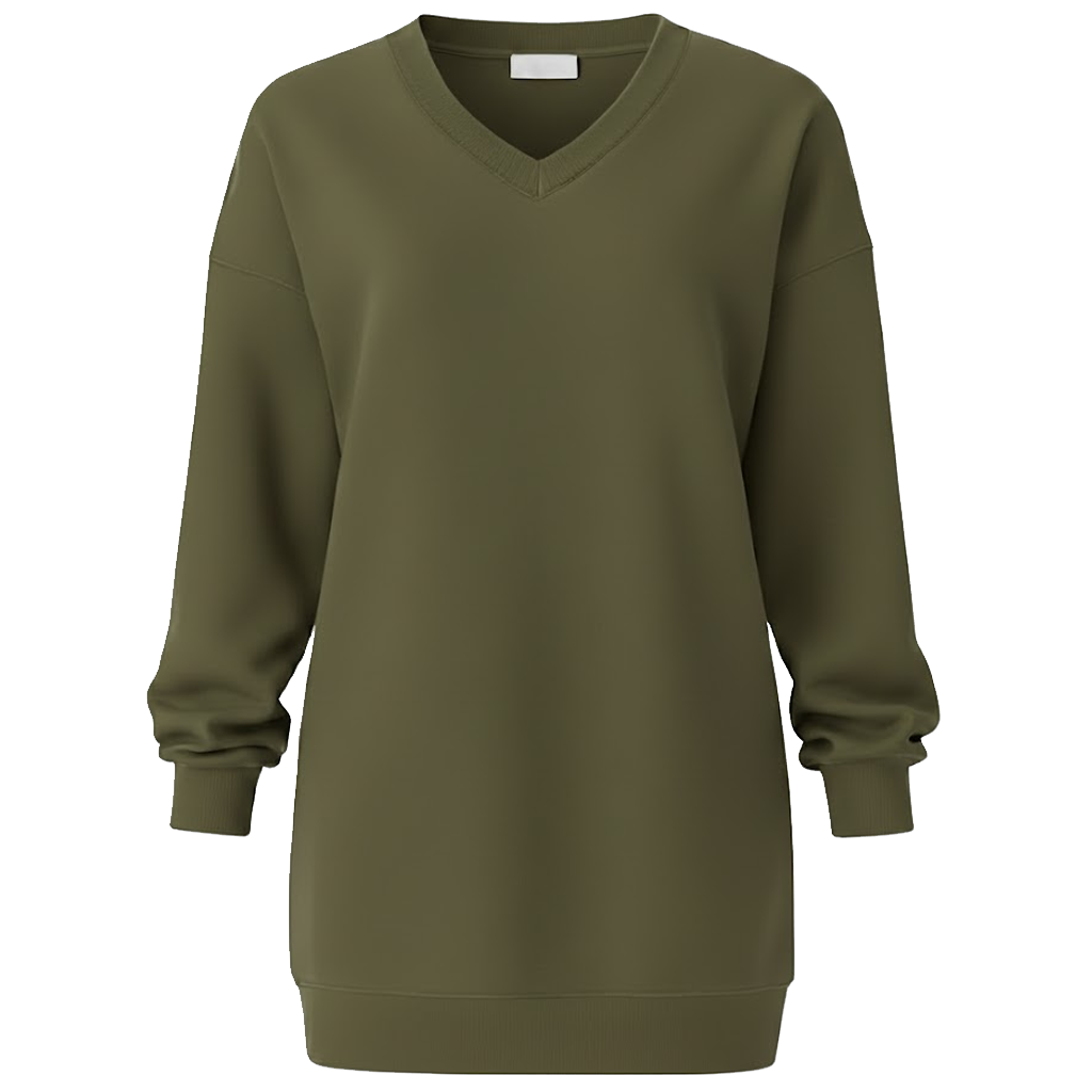 Long V-Neck Sweatshirt