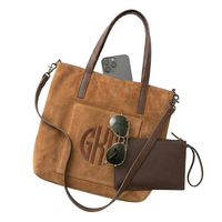 Brown Suede Handbag w/Coin Purse
