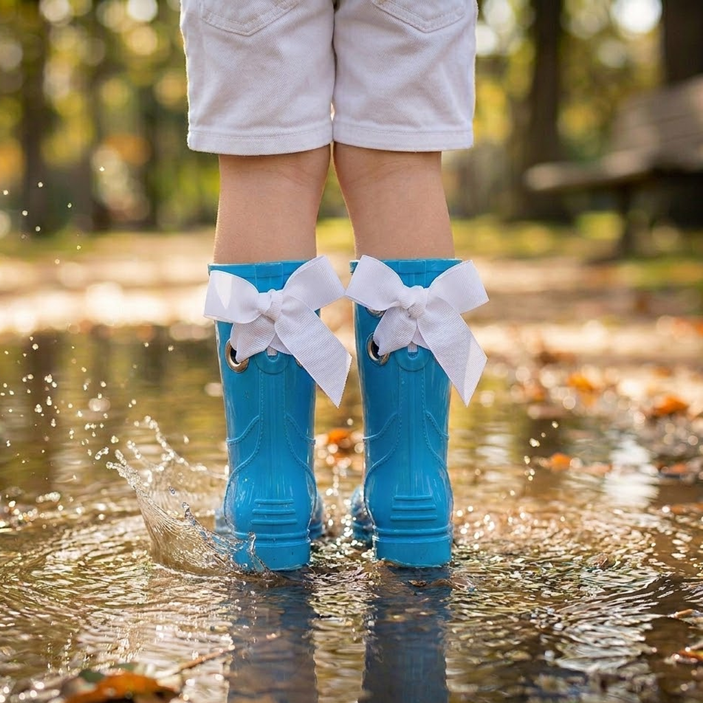Children's Rubber Rain Boots w/Ribbon