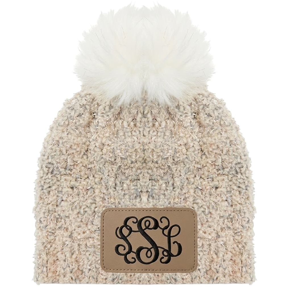 Beanie Hat w/Pom Pom Ball - BEIGE