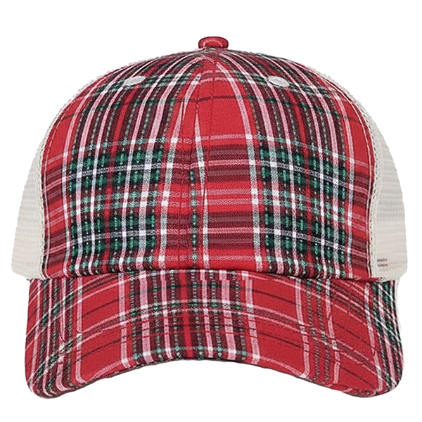 Distressed Plaid Baseball Hat