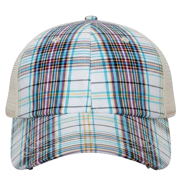 Distressed Plaid Baseball Hat