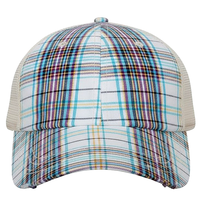 Distressed Plaid Baseball Hat