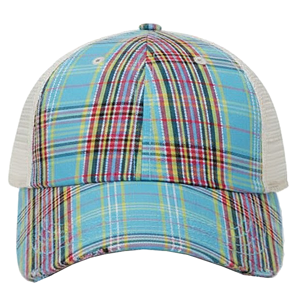 Distressed Plaid Baseball Hat