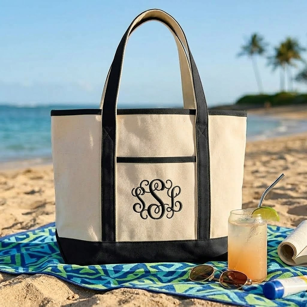 Large Harbor Canvas Boater Tote