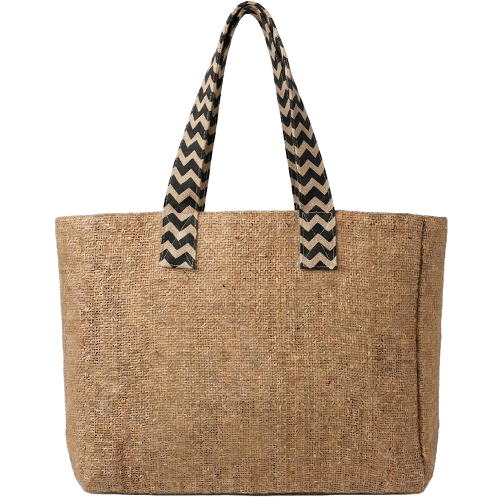 Reversible Burlap Chevron Tote Bag