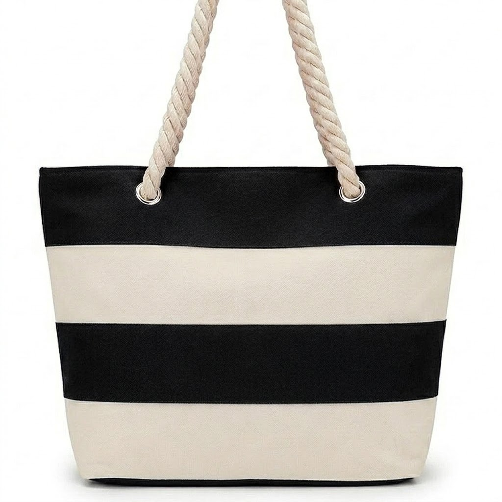 Canvas Stripe Beach Tote