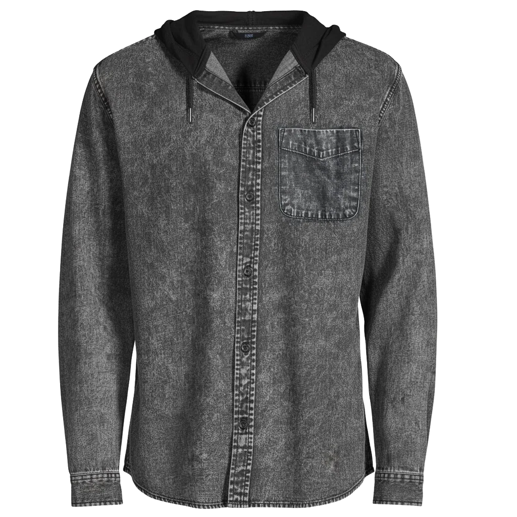 Denim Hooded Shirt Jacket