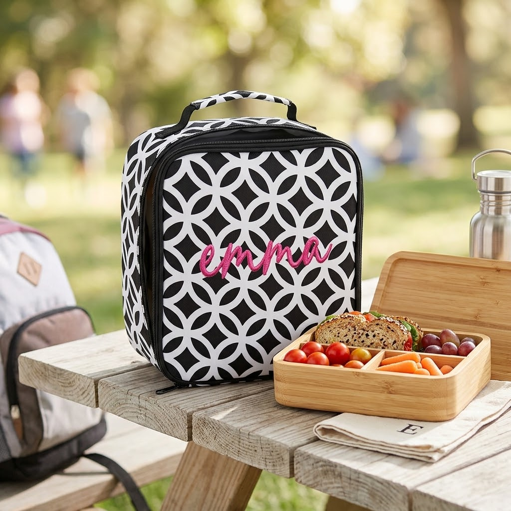 BLACK Interlocking Circle Kids Lunch Box