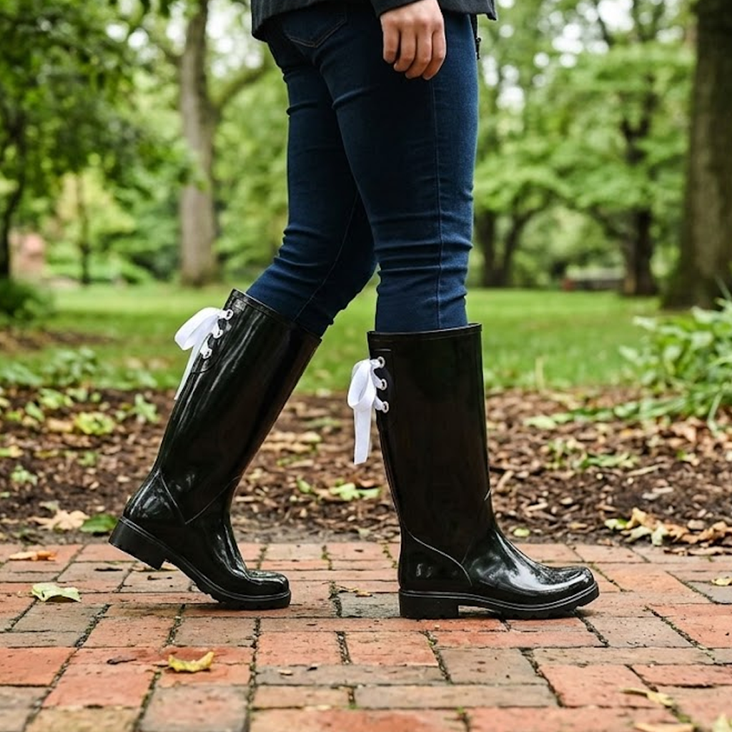Classic Rubber Rain Boots w/Ribbon
