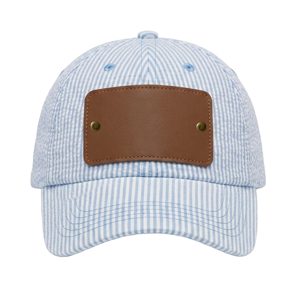 Seersucker Baseball Hat w/Ribbon Tie