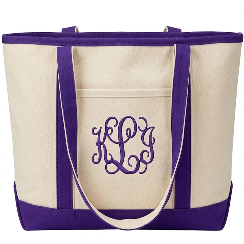 Large Canvas Boater Tote
