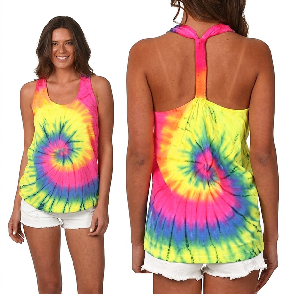 Tie Dye Braided Racerback Tank Top
