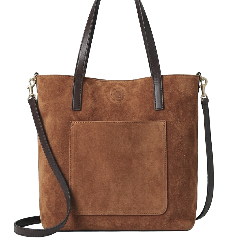 Brown Suede Handbag w/Coin Purse