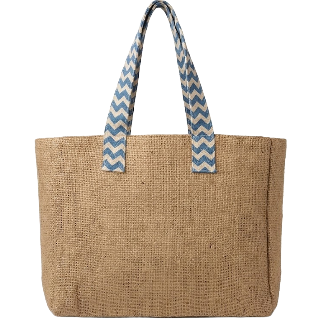 Reversible Burlap Chevron Tote Bag