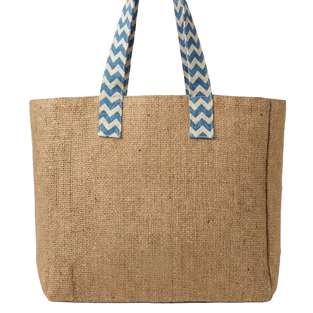 Reversible Burlap Chevron Tote Bag
