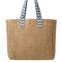 Reversible Burlap Chevron Tote Bag