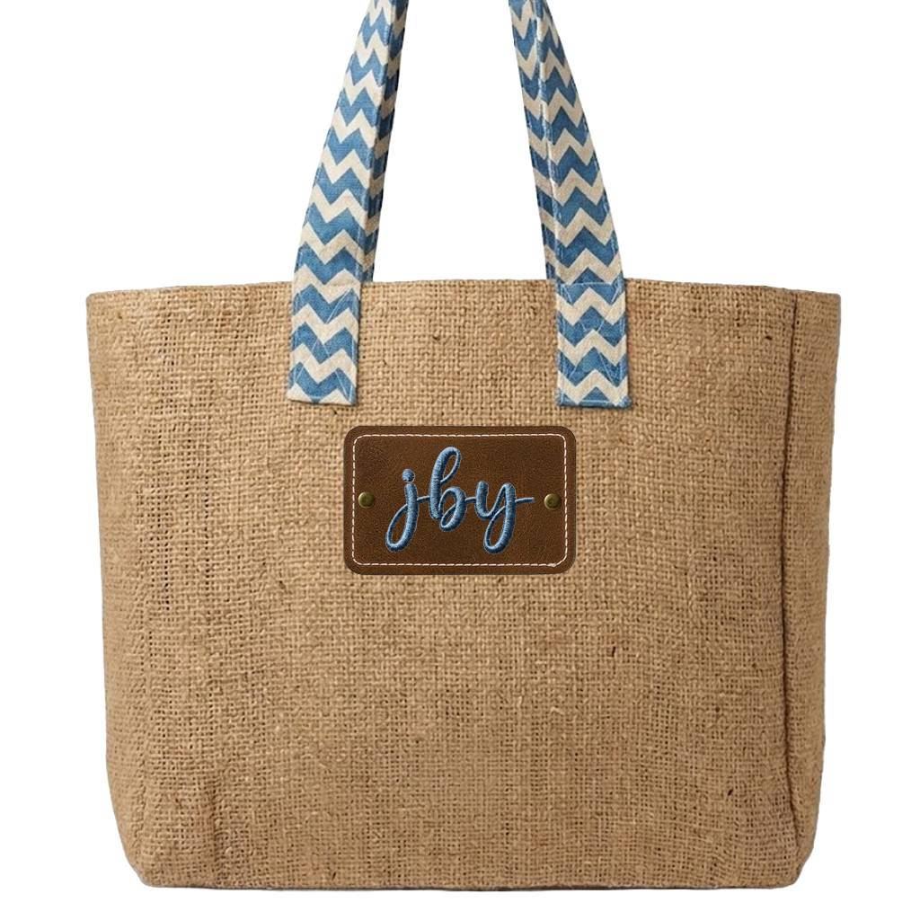 Reversible Burlap Chevron Tote Bag