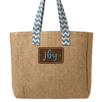 Reversible Burlap Chevron Tote Bag
