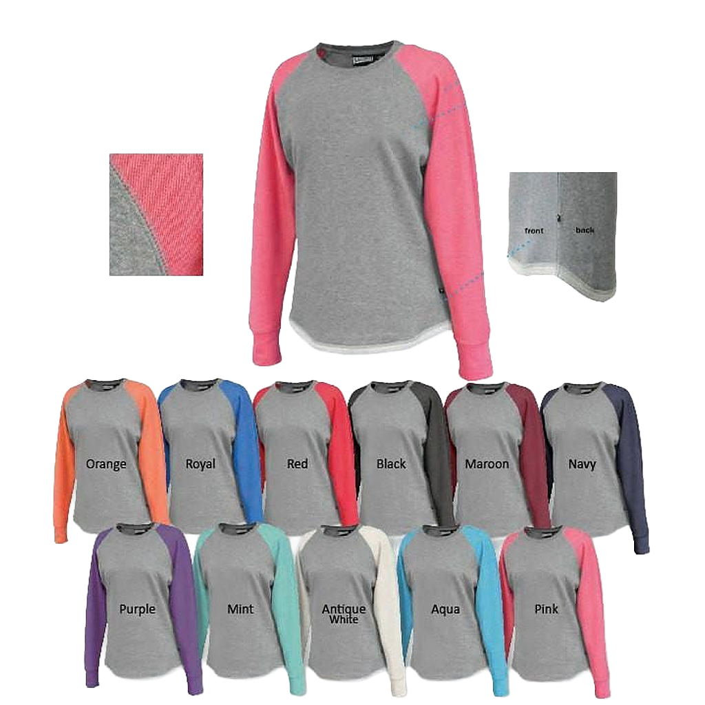 Hi Lo Raglan Crew Sweatshirt