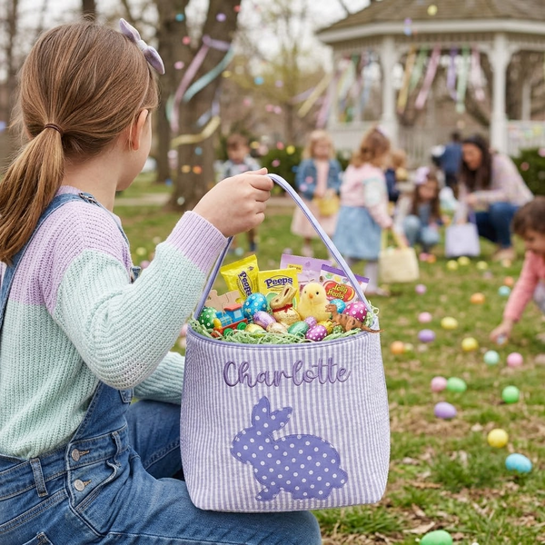 SEERSUCKER Easter Bunny Basket