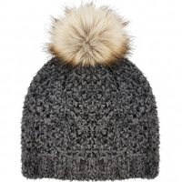 Beanie Hat w/Pom Pom Ball - CHARCOAL