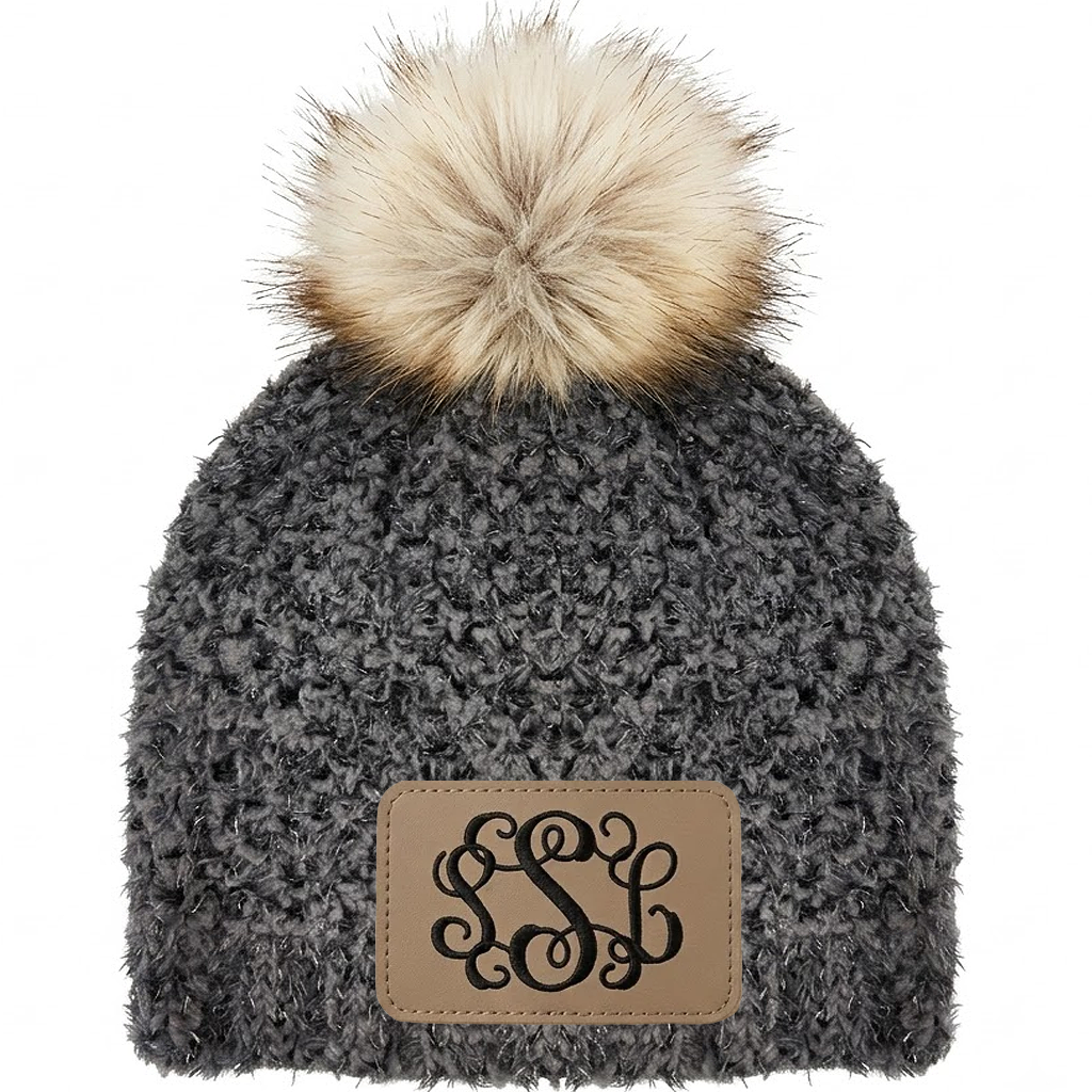 Beanie Hat w/Pom Pom Ball - CHARCOAL