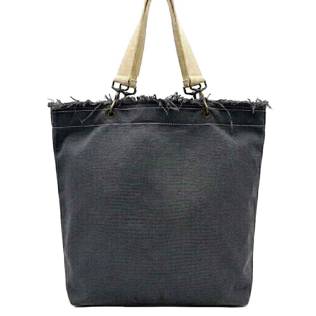 Raw-Edge Canvas Tote Bag